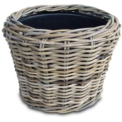 Spetebo Pot de fleurs en rotin avec insert en plastique – 33 x 24 cm – Panier de fleurs décoratif de jardin gris – Drypot en osier tressé pour plantes Spetebo Pot de fleurs en rotin avec insert en plastique – 33 x 24 cm – Panier de fleurs décoratif de jardin gris – Drypot en osier tressé pour plantes
