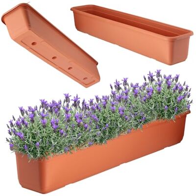 KADAX Jardinière 80 cm, terre cuite, jardinière de balcon, en plastique de qualité supérieure, pour intérieur et extérieur, pot de fleurs pour balcon, terrasse, rebord de fenêtre KADAX Jardinière 80 cm, terre cuite, jardinière de balcon, en plastique de qualité supérieure, pour intérieur et extérieur, pot de fleurs pour balcon, terrasse, rebord de fenêtre
