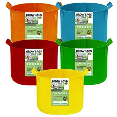kopotma Lot de 5 sacs de culture multicolores en tissu non tissé pour plantes de jardin, tomates, légumes, fleurs kopotma Lot de 5 sacs de culture multicolores en tissu non tissé pour plantes de jardin, tomates, légumes, fleurs