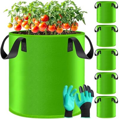 JEDWKFA Lot de 5 Sac à Plantes, 30 L Sac de Plantation, Sac de Culture, Sac de Plantation Geotextile, avec Poignées, pour Tomates, Poivrons, Carottes, Pomme de Terre, 35.5 x 30.5 cm JEDWKFA Lot de 5 Sac à Plantes, 30 L Sac de Plantation, Sac de Culture, Sac de Plantation Geotextile, avec Poignées, pour Tomates, Poivrons, Carottes, Pomme de Terre, 35.5 x 30.5 cm