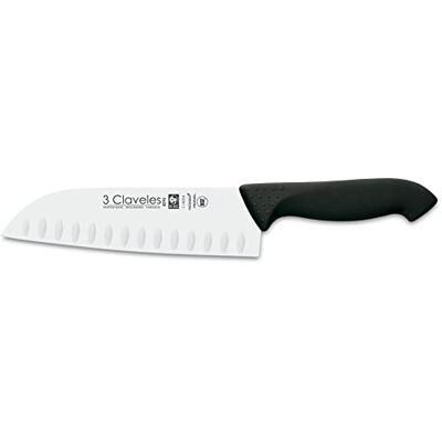3 Claveles Couteau santoku alvéolé Proflex 18 cm, acier inoxydable, noir 3 Claveles Couteau santoku alvéolé Proflex 18 cm, acier inoxydable, noir