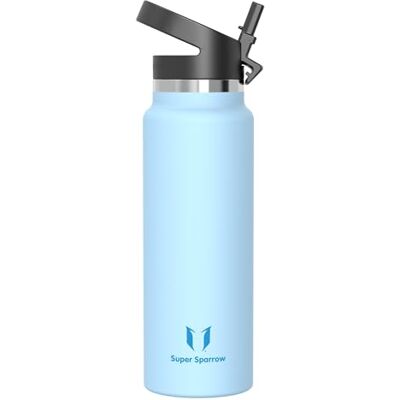 Super Sparrow Gourde Isotherme 500ml / 750ml / 1L Paille Bouche Large Bouteille sans BPA SwivelSip Gourdes INOX pour Sport, Voyages, L'école Super Sparrow Gourde Isotherme 500ml / 750ml / 1L Paille Bouche Large Bouteille sans BPA SwivelSip Gourdes INOX pour Sport, Voyages, L'école