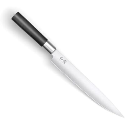 Kai Couteau à jambon Wasabi Black 23,0 cm de longueur de lame acier inoxydable poli 6A/1K6 58 (±1) HRC manche en polypropylène noir couteau à viande Fabriqué au Japon Kai Couteau à jambon Wasabi Black 23,0 cm de longueur de lame acier inoxydable poli 6A/1K6 58 (±1) HRC manche en polypropylène noir couteau à viande Fabriqué au Japon