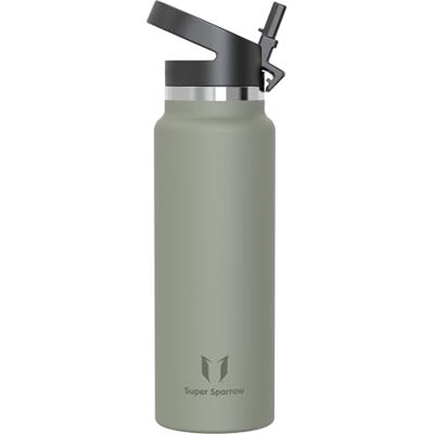 Super Sparrow Gourde Isotherme 500ml / 750ml / 1L Paille Bouche Large Bouteille sans BPA SwivelSip Gourdes INOX pour Sport, Voyages, L'école Super Sparrow Gourde Isotherme 500ml / 750ml / 1L Paille Bouche Large Bouteille sans BPA SwivelSip Gourdes INOX pour Sport, Voyages, L'école