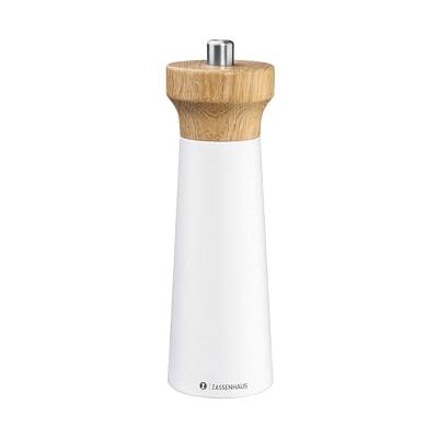 Zassenhaus WESTERLAND Moulin à poivre en bois Blanc/Bois de hêtre Tête de moulin en bois de chêne Avec broyeur en céramique haute performance réglable en continu Moulin à épices 18 cm, Ø Zassenhaus WESTERLAND Moulin à poivre en bois Blanc/Bois de hêtre Tête de moulin en bois de chêne Avec broyeur en céramique haute performance réglable en continu Moulin à épices 18 cm, Ø