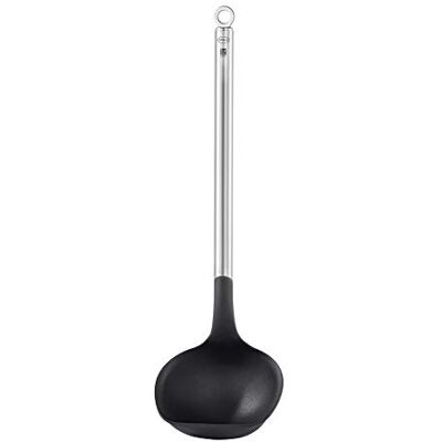 RÖSLE Basic Line Louche avec poignée ronde et boucle de suspension en acier inoxydable 18/10 PPA Passe au lave-vaisselle Argenté/noir RÖSLE Basic Line Louche avec poignée ronde et boucle de suspension en acier inoxydable 18/10 PPA Passe au lave-vaisselle Argenté/noir