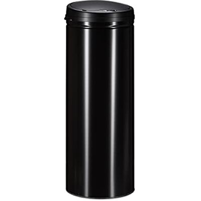 Relaxdays Poubelle acier 50 litres bac à ordures en métal 80 cm de hauteur 30 cm de diamètre couvercle automatique, noir Relaxdays Poubelle acier 50 litres bac à ordures en métal 80 cm de hauteur 30 cm de diamètre couvercle automatique, noir