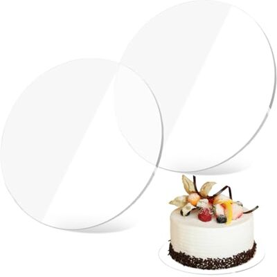 Nivofu Lot de 2 panneaux de gâteau ronds en acrylique transparent pour gâteaux à la crème au beurre, supports de présentation ronds en plastique pour pâtisserie, peinture, bricolage, anniversaire, 20 Nivofu Lot de 2 panneaux de gâteau ronds en acrylique transparent pour gâteaux à la crème au beurre, supports de présentation ronds en plastique pour pâtisserie, peinture, bricolage, anniversaire, 20
