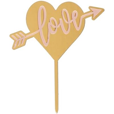 dekora Topper en forme de cœur Love Décoration pour gâteau adaptée au contact alimentaire Topping en plastique pour décorer des gâteaux ou des gâteaux Doré et rose Dimensions 13 x 11 cm dekora Topper en forme de cœur Love Décoration pour gâteau adaptée au contact alimentaire Topping en plastique pour décorer des gâteaux ou des gâteaux Doré et rose Dimensions 13 x 11 cm