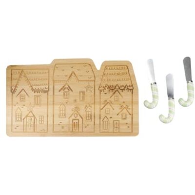 KitchenCraft Kitchen Craft KCXMNUTCHS3PC Collection Casse-Noisette Ensemble de fromage en bambou, 4 pièces, coffret cadeau, céramique, marron KitchenCraft Kitchen Craft KCXMNUTCHS3PC Collection Casse-Noisette Ensemble de fromage en bambou, 4 pièces, coffret cadeau, céramique, marron