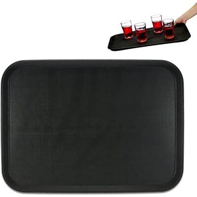 Relaxdays Plateau de service rectangulaire avec surface antidérapante Noir 56 x 41 cm Relaxdays Plateau de service rectangulaire avec surface antidérapante Noir 56 x 41 cm