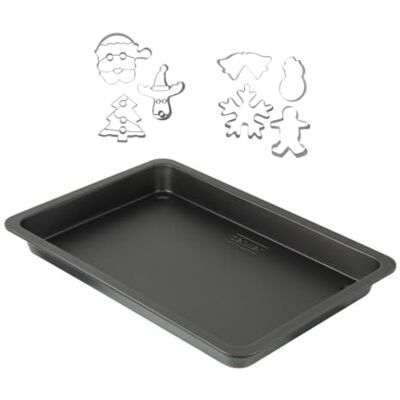 Zenker 9940250 Plaque de cuisson rectangulaire et 7 emporte-pièces de Noël, plaque four et emporte pieces inox, plaque patisserie pour biscuits, Acier, 42 x 29 cm Zenker 9940250 Plaque de cuisson rectangulaire et 7 emporte-pièces de Noël, plaque four et emporte pieces inox, plaque patisserie pour biscuits, Acier, 42 x 29 cm
