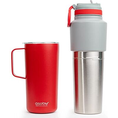 Asobu Pack Double Bouteille et Mug Isolés - 600ml, 0.9L, 0.6L Asobu Pack Double Bouteille et Mug Isolés - 600ml, 0.9L, 0.6L