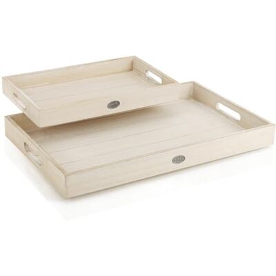 com-four ® 2 pièces Ensemble de plateaux en bois, Planches décoratives 2 tailles Plateaux de service avec petite plaque métallique Bols décoratifs com-four ® 2 pièces Ensemble de plateaux en bois, Planches décoratives 2 tailles Plateaux de service avec petite plaque métallique Bols décoratifs