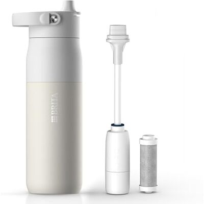 Brita LARQ Essential Gourde filtrante en acier inoxydable 680 ml, isolation à double paroi (froid 24 h) avec paille et filtre à eau à charbon actif, filtre les PFAS, le chlore et plus encore (blanc) Brita LARQ Essential Gourde filtrante en acier inoxydable 680 ml, isolation à double paroi (froid 24 h) avec paille et filtre à eau à charbon actif, filtre les PFAS, le chlore et plus encore (blanc)