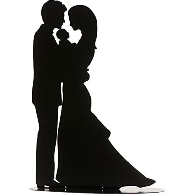 dekora Décoration pour gâteau de mariage, anniversaire Métal Silhouette Mariés avec bébé de couleur noire 18 cm dekora Décoration pour gâteau de mariage, anniversaire Métal Silhouette Mariés avec bébé de couleur noire 18 cm