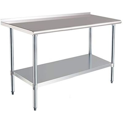 Amazon Basics Plan de travail en acier inoxydable certifié NSF avec pare-éclaboussures 61 cm x 152 cm, argenté Amazon Basics Plan de travail en acier inoxydable certifié NSF avec pare-éclaboussures 61 cm x 152 cm, argenté