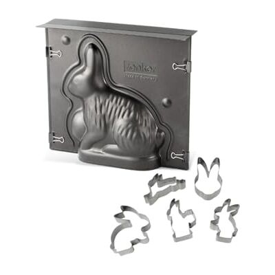 Zenker 9917550 Moule à gâteau lapin de Pâques 3D et emporte-pièces, moule lamala et emporte-pièce pâques, ustensiles pâtisserie, moule lapin, moule gâteau, Acier, Inox, 21,5 x 19 x 6 cm et env 9 cm Zenker 9917550 Moule à gâteau lapin de Pâques 3D et emporte-pièces, moule lamala et emporte-pièce pâques, ustensiles pâtisserie, moule lapin, moule gâteau, Acier, Inox, 21,5 x 19 x 6 cm et env 9 cm