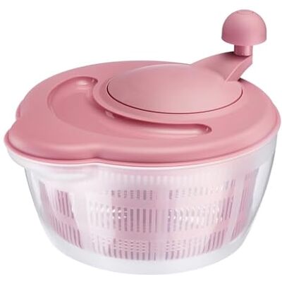 Westmark essoreuse à salade, capacité : 5 litres, ø 26 cm, plastique, sans BPA, Fortuna, couleur : transparent/rose, 2432224P Westmark essoreuse à salade, capacité : 5 litres, ø 26 cm, plastique, sans BPA, Fortuna, couleur : transparent/rose, 2432224P
