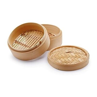 H&H Cuit vapeur en bambou 2 niveaux - Panier vapeur pour légumes, poisson, volaille H&H Cuit vapeur en bambou 2 niveaux - Panier vapeur pour légumes, poisson, volaille
