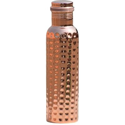 HEALTHANDWEALTH Bouteille d'eau ayurvédique en cuivre – Bouteille d'eau anti-fuite avec bouchon hermétique, bouteille en cuivre sans joint (martelé) 750 ml HEALTHANDWEALTH Bouteille d'eau ayurvédique en cuivre – Bouteille d'eau anti-fuite avec bouchon hermétique, bouteille en cuivre sans joint (martelé) 750 ml
