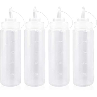 Keleily Flacon Sauce Cuisine avec Capuchon 500ml Bouteille à Sauce en Plastique pour Condiments, Assaisonnements, Ketchup, Moutarde, Mayo, Huile dolive, Clair, 16oz, 4PCS Keleily Flacon Sauce Cuisine avec Capuchon 500ml Bouteille à Sauce en Plastique pour Condiments, Assaisonnements, Ketchup, Moutarde, Mayo, Huile dolive, Clair, 16oz, 4PCS