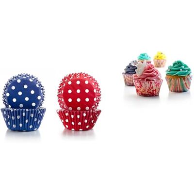 Brightium Lot de 50 capsules à pâtisserie rouges et violettes pour cupcakes et muffins. Brightium Lot de 50 capsules à pâtisserie rouges et violettes pour cupcakes et muffins.