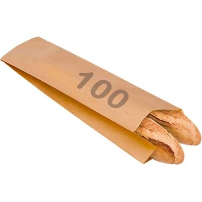 Buabi Lot de 100 sacs à pain en papier kraft marron pour pains, boulangerie, baguette, bolleria pâtisserie, longueur 55 cm (2 barres 55 x 12 cm) Buabi Lot de 100 sacs à pain en papier kraft marron pour pains, boulangerie, baguette, bolleria pâtisserie, longueur 55 cm (2 barres 55 x 12 cm)