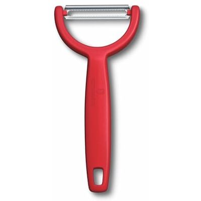 Victorinox Ypso Éplucheur pour légumes, fruits, dentelé, double tranchant, extra tranchant, fabriqué en Suisse, rouge Victorinox Ypso Éplucheur pour légumes, fruits, dentelé, double tranchant, extra tranchant, fabriqué en Suisse, rouge