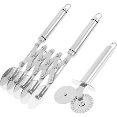 HuhWafee Lot de 2 roulette à pizza 5 roues Double trancheuse en acier inoxydable Réglable Multi-Rond Avec poignée Pour pizza, tartes, gaufres, pâtes, biscuits HuhWafee Lot de 2 roulette à pizza 5 roues Double trancheuse en acier inoxydable Réglable Multi-Rond Avec poignée Pour pizza, tartes, gaufres, pâtes, biscuits