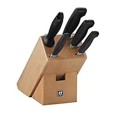 ZWILLING Bloc de Couteaux (6 Pièces), Bloc en Bois Clair, Couteaux, Acier Inoxydable Spécial, Manche Plastique, série Four Star ZWILLING Bloc de Couteaux (6 Pièces), Bloc en Bois Clair, Couteaux, Acier Inoxydable Spécial, Manche Plastique, série Four Star