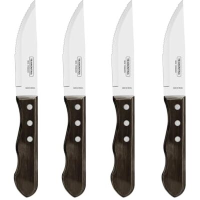 Tramontina Lot de 4 grands couteauxà steak avec manche en bois Tramontina Lot de 4 grands couteauxà steak avec manche en bois
