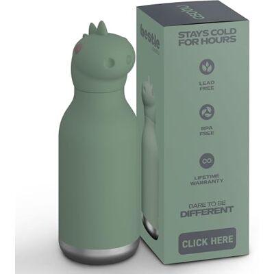 asobu Bestie Bouteille Dinosaure pour Enfants en Acier Inoxydable Flip Paille Isotherme 500ml asobu Bestie Bouteille Dinosaure pour Enfants en Acier Inoxydable Flip Paille Isotherme 500ml