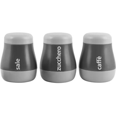 H&H Pop Grey Lot de 3 bocaux, polystyrène, sel/citrouille H&H Pop Grey Lot de 3 bocaux, polystyrène, sel/citrouille