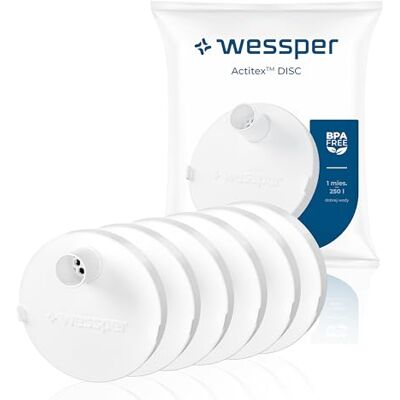 Wessper Filtre à eau à Charbon Actif pour Bouteille d'eau, Microdisc Cartouche pour Gourde Filtrante en Tritan 1 Litre, Composants S6ans BPA- 6 pièces Wessper Filtre à eau à Charbon Actif pour Bouteille d'eau, Microdisc Cartouche pour Gourde Filtrante en Tritan 1 Litre, Composants S6ans BPA- 6 pièces