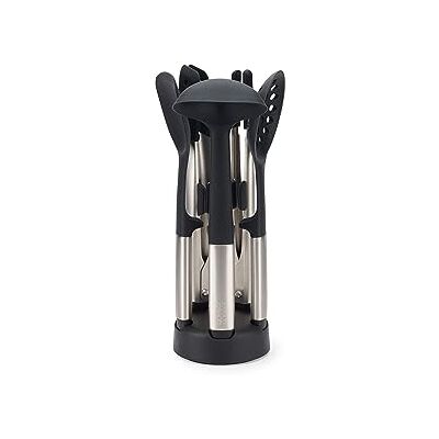 Joseph Joseph Elevate Fusion Ensemble d'ustensiles de Cuisine 5 pièces Antiadhésive Résistantes à la Chaleur, Pinces en Silicone à Poignées Lestées en Acier Inox avec Support de Rangement Joseph Joseph Elevate Fusion Ensemble d'ustensiles de Cuisine 5 pièces Antiadhésive Résistantes à la Chaleur, Pinces en Silicone à Poignées Lestées en Acier Inox avec Support de Rangement