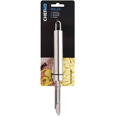 Chef Aid Éplucheur à double bord en acier inoxydable, idéal pour enlever la peau et la peau des fruits et légumes, équipé d'une boucle de suspension facile à ranger, passe au lave-vaisselle, argenté Chef Aid Éplucheur à double bord en acier inoxydable, idéal pour enlever la peau et la peau des fruits et légumes, équipé d'une boucle de suspension facile à ranger, passe au lave-vaisselle, argenté