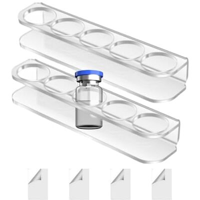 FASSME Lot de 2 supports de rangement muraux pour flacons de bouteilles, support de rangement pour réfrigérateur, protecteur de bouteilles de réfrigérateur, 5 emplacements en acrylique, comprend 4 adhésifs FASSME Lot de 2 supports de rangement muraux pour flacons de bouteilles, support de rangement pour réfrigérateur, protecteur de bouteilles de réfrigérateur, 5 emplacements en acrylique, comprend 4 adhésifs