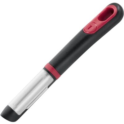 Tefal Ingenio+, Éplucheur pour fruits/légumes à peau souple, Deux lames crantées, Étui de protection et de rangement, Noir, K1994034 Tefal Ingenio+, Éplucheur pour fruits/légumes à peau souple, Deux lames crantées, Étui de protection et de rangement, Noir, K1994034
