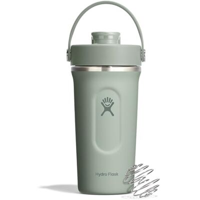 Hydro Flask Shaker Bottle – Bouteille isotherme en acier inoxydable pour pré-entraînement et protéines, 710 ml, vert agave Hydro Flask Shaker Bottle – Bouteille isotherme en acier inoxydable pour pré-entraînement et protéines, 710 ml, vert agave