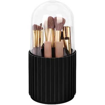 JessLab Porte-Pinceaux Maquillage Rotatif à 360°, Organisateur avec Couvercle Transparent, 5 Compartiments, Boîte de Rangement Cosmétique pour Salle de Bain, Coiffeuse, Plan de Travail, Noir JessLab Porte-Pinceaux Maquillage Rotatif à 360°, Organisateur avec Couvercle Transparent, 5 Compartiments, Boîte de Rangement Cosmétique pour Salle de Bain, Coiffeuse, Plan de Travail, Noir