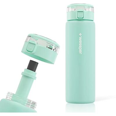 Wessper Gourde en verre 680 ml avec filtre à eau, sans BPA, bouteille avec filtre à charbon actif, bouteille d’eau avec bouchon à vis pour salle de sport, fitness, école, bureau – menthe Wessper Gourde en verre 680 ml avec filtre à eau, sans BPA, bouteille avec filtre à charbon actif, bouteille d’eau avec bouchon à vis pour salle de sport, fitness, école, bureau – menthe