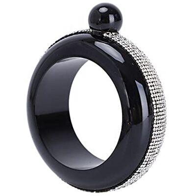 Tiardey Bracelet Flacon, 3.5oz Lisse Portable en Acier Inoxydable Idées Cadeaux Strass Noirs Tiardey Bracelet Flacon, 3.5oz Lisse Portable en Acier Inoxydable Idées Cadeaux Strass Noirs