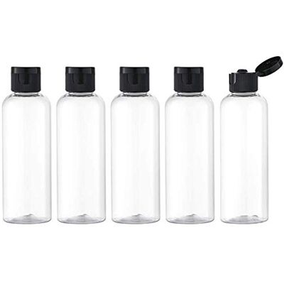 Toureal 100ML Flacon avec Flip Cap Vide (5 Pièces), Rechargeable Bouteille de Voyage pour Cosmétique avec Entonnoir (Transparente) Toureal 100ML Flacon avec Flip Cap Vide (5 Pièces), Rechargeable Bouteille de Voyage pour Cosmétique avec Entonnoir (Transparente)