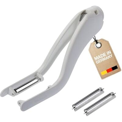 Westmark Peel-Star KS 60622E6 Éplucheur à légumes et à double éplucheur à asperges avec 2 lames de rechange en acier inoxydable Blanc/argenté Westmark Peel-Star KS 60622E6 Éplucheur à légumes et à double éplucheur à asperges avec 2 lames de rechange en acier inoxydable Blanc/argenté
