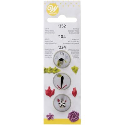 Wilton Decorating Tip, Set de Douilles à Pâtisserie, #104#352#224 Douilles en inox, Réutilisables, Pour décorer gâteaux et cupcakes, Compatibles lave-vaisselle Wilton Decorating Tip, Set de Douilles à Pâtisserie, #104#352#224 Douilles en inox, Réutilisables, Pour décorer gâteaux et cupcakes, Compatibles lave-vaisselle