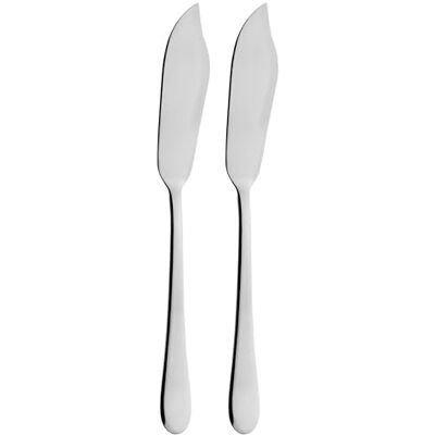 Grunwerg Windsor Carded nouvel lot de 2 couteaux à poisson sur l’emballage rouge/noir – acier inoxydable 18/0, fini miroir, accessoire cardé Grunwerg Windsor Carded nouvel lot de 2 couteaux à poisson sur l’emballage rouge/noir – acier inoxydable 18/0, fini miroir, accessoire cardé