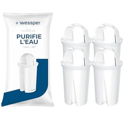 Wessper cartouche filtre eau Classic pour carafe filtrante – 4 pièces cartouche filtrante pour carafe filtrante, Compatible avec Dafi, Carafe Filtrante BRITA Classic, sens BPA, charbon filtre Wessper cartouche filtre eau Classic pour carafe filtrante – 4 pièces cartouche filtrante pour carafe filtrante, Compatible avec Dafi, Carafe Filtrante BRITA Classic, sens BPA, charbon filtre
