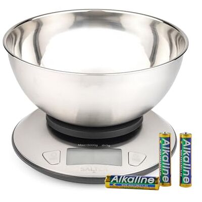 Salter Balance De Cuisine Avec Bol – Mesure Multiple, Mesure Du Liquide, Capacité Maximale De 5kg/11lb, Bol En Acier 2L, Écran LCD, Acier Inoxydable, Parfait Pour La Cuisson, La Préparation Des Repas. Salter Balance De Cuisine Avec Bol – Mesure Multiple, Mesure Du Liquide, Capacité Maximale De 5kg/11lb, Bol En Acier 2L, Écran LCD, Acier Inoxydable, Parfait Pour La Cuisson, La Préparation Des Repas.