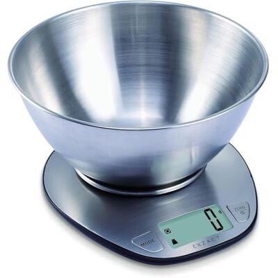 Exzact Balance de Cuisine Électronique Multifonctionnelle Précise avec Grand Écran Numérique et Bol à Mélanger en Inox Max. 5 kg (EX4350) Exzact Balance de Cuisine Électronique Multifonctionnelle Précise avec Grand Écran Numérique et Bol à Mélanger en Inox Max. 5 kg (EX4350)